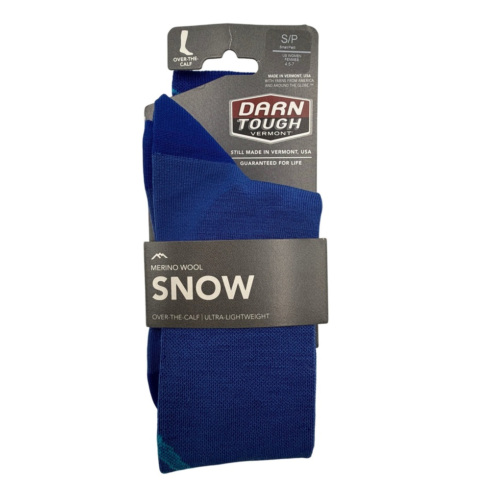 Darn Tough Snow Socks Womens Small Blue New Merino Wool Over The Calf Stellar